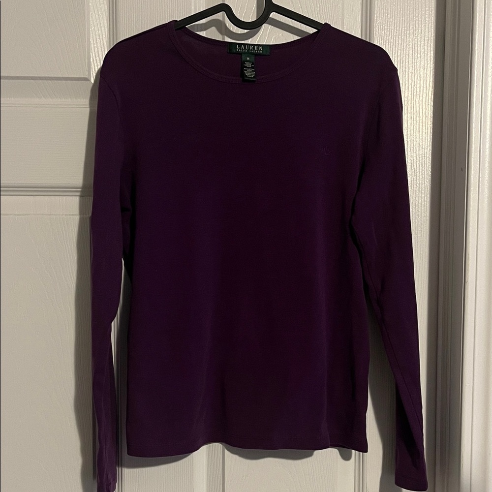 Lauren Ralph Lauren Long-Sleeve Crewneck Top — Purple